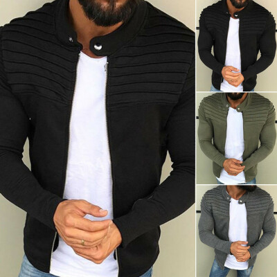 

Mens Winter Zip up Slim Collar Jacket Tops Long Sleeve Casual Coat Outerwear