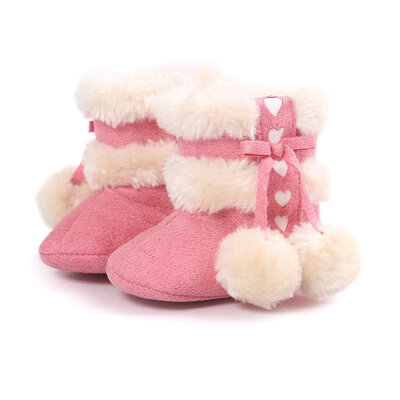 

2018 New Fashion Winter Baby Boots Soft Plush Ball Booties for Infant girls Anti Slip Snow Boot keep Warm Cute Crib shoes