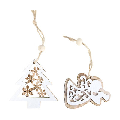 

2PCS Wooden Christmas Pendant Xmas Tree Hanging Drop Ornament Holiday Party Decor Supplies tree hanging ornaments