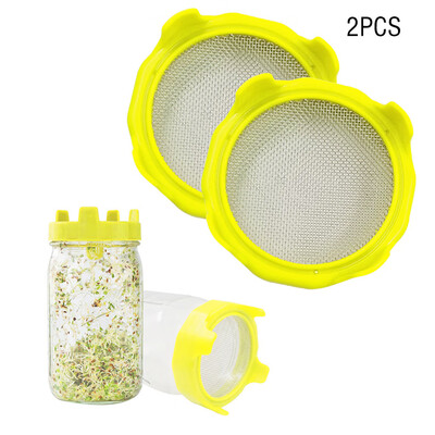 

Toponeto 2PC Filter Mason Can Lid Sprouting Net Cover Beans Sprouts Filter