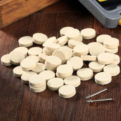 

50x 25mm Beige Jewelry Polishing Buffing Wheel Wool Felt Polisher Disc Pad4 Rod