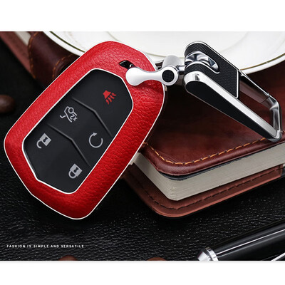 

Top Layer Leather Car Key Case Keychain for Cadillac SRX XTS CTS ATS ATS- Car Key Cover Shell Car Accessorie