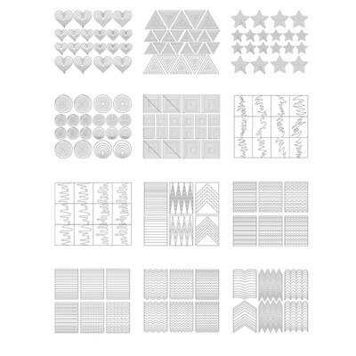 

12 Sheetsset Large Star Heart Stripe Hollow Stencils Nail Sticker Form Fringe DIY Manicure Decoration Decals