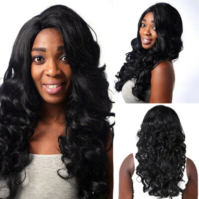 

〖Follure〗Women Black Brazilian Short Wavy Curly Parting High Temperature Fiber Wig Hair