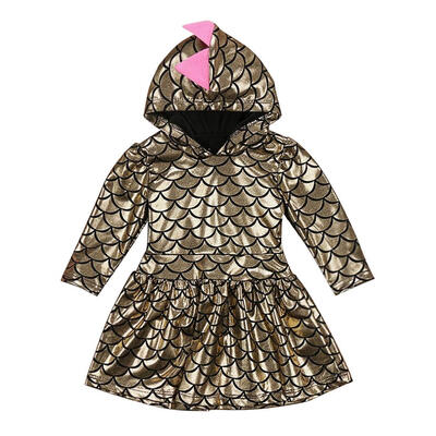 

Girls Dress Long Sleeve Cartoon Dinosaur Casual Toddler Performance Clothes
