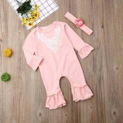 

SUNSIOM Newborn Baby Girls Romper Jumpsuit Bodysuit Headband Clothes Outfit Sunsuit 2PCS