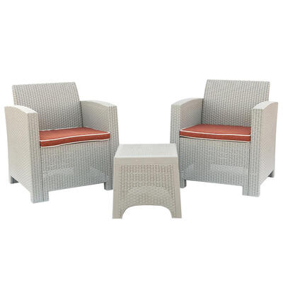 

3PCS All Weather Resin Outdoor Patio Garden Conversation Set Gray