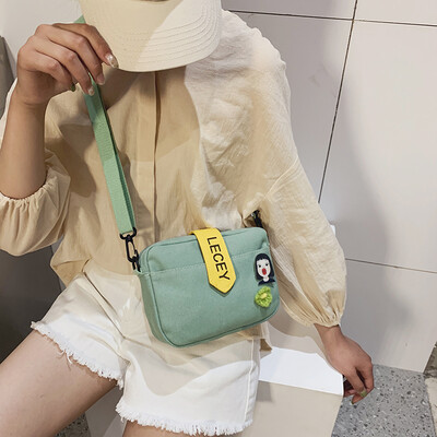 

Ins canvas bag lady bag collision color oceanic atmosphere canvas bag lady mini one shoulder slanting bag