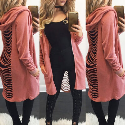 

Fashion Women Cardigan Sweater Long Sleeve Hooded Hoodie Outwear Jacket Coat