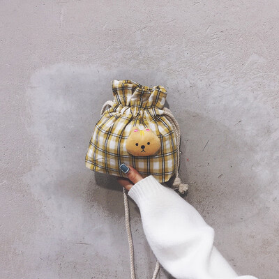 

Small fresh Sen student bag female 2019 new Korean version of the wild mini plaid bag canvas shoulder Messenger bag