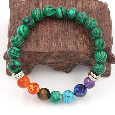 

Chakra Bracelet Natural Stone Beads Energy Bracelets Bangles Essential Oil Diffuser Jewelry For Women Men