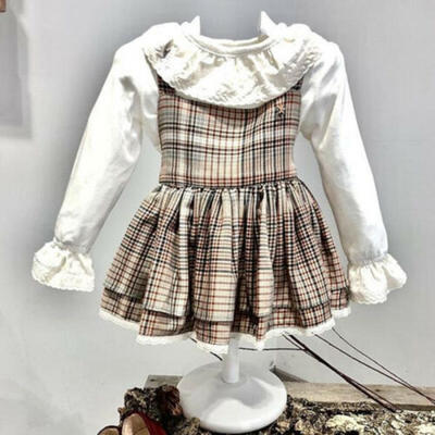

US Cute Toddler Kids Baby Girl Retro Xmas Thanksgiving Lace Plaid Party Dresses