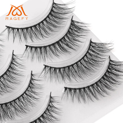 

Gobestart 4Pair Luxury 3D False Lashes Fluffy Strip Eyelashes Long Natural Party