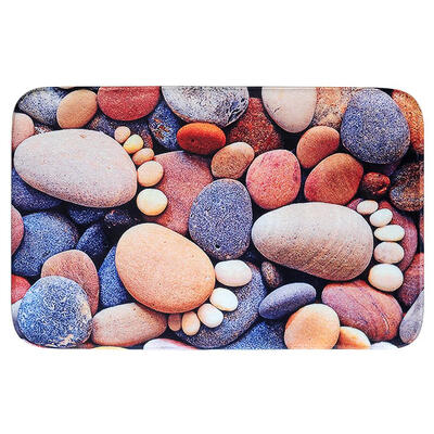 

Non-Slip Pebble Print Flannel Carpet Cobble Stone Rug Room Soft Floor Mat