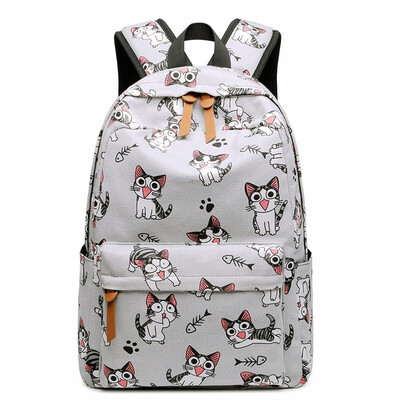 

Printing Cute Backpack with Cat Women Bookbag 14 Inch Laptop Bags for School Teenage Girl Large Capacity Canvas Backpacks Female