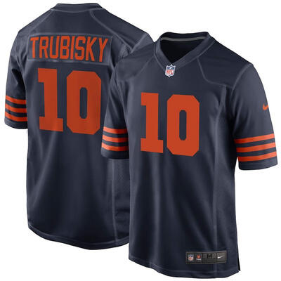 

Mens Football Jersey Chicago Bears Mitchell Trubisky Navy Throwback Game Jersey