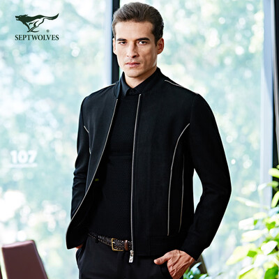 

Seven wolves jacket spring fashion casual collar collar jacket male jacket jacket 1081539 001 black 16548AM