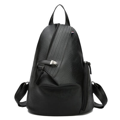

Leather Irregular Solid Color Backpacks Women Travel Shoulder School Bags