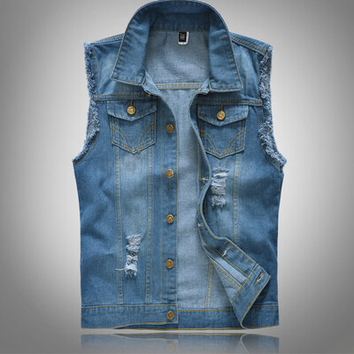 

Toponeto Mens New Fashion Denim Vest Casual Cowboy Jacket In Shoulder Blouse