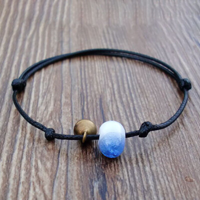 

Handmade Ceramic Beads Bracelet Small Tinkle Bell Flower Adjustable Chain Boho BraceletsJewelry