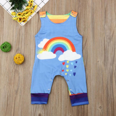 

US Kid Baby Boy Clothes Sleeveless Rainbow Romper Jumpsuit Overall Outfit Summer