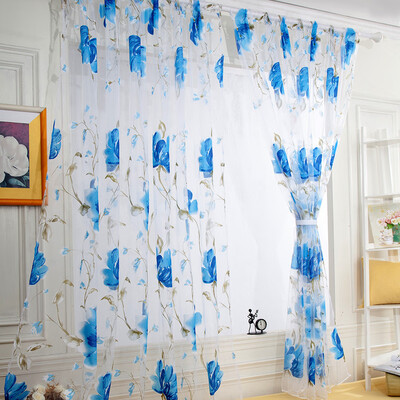 

Siaonvr 1 PCS Vines Leaves Tulle Door Window Curtain Drape Panel Sheer Scarf Valances