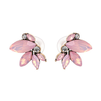 

JURAN 8 Colors Cute Crystal Stud Earrings For Women Blue Red Trendy Brincos Green White Plant Charm Acrylic Fashion Jewelry