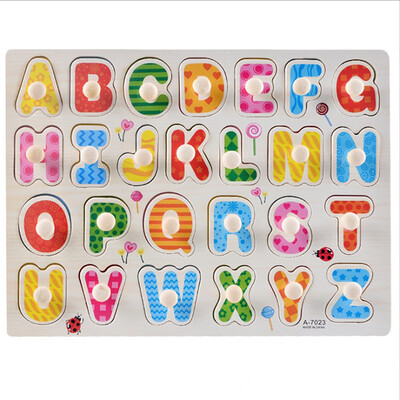 

Siaonvr Kid Early Educational Toys Baby Hand Grasp Wooden Puzzle Toy Alphabet