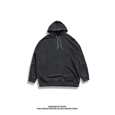 

MIJKO mens womens autumn&winter new products old wash water off shoulders solid color hooded hoodies men&women with the same sweater multicolor