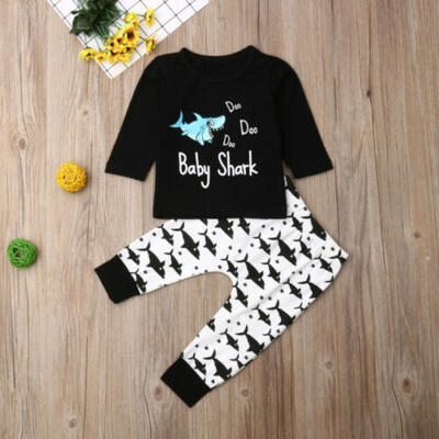 

AU Autumn Toddler Infant Baby Boys Clothes Long Sleeve TopsShark Pants Outfits