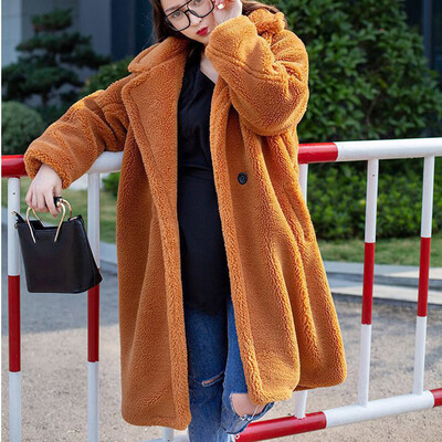 

Toponeto Womens Fashion Long Knee Coat Ladies Vintage Faux Fur Jacket Lapel Outwear