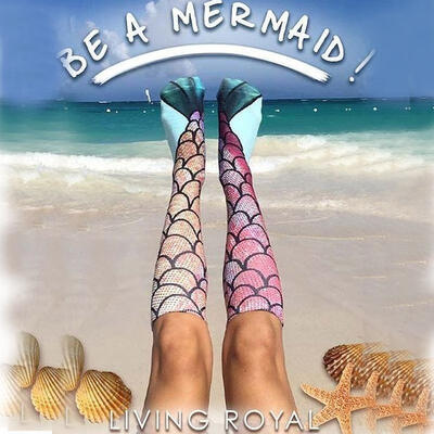 

Fashion Women summer Beach Mermaid Tail Tattoo Socks Pantyhose Mock Stockings