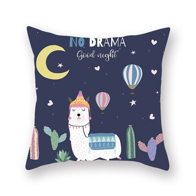 

1pcs Cute Cartoon Alpaca Digital Printing Car Office Peach Skin Pillowcase