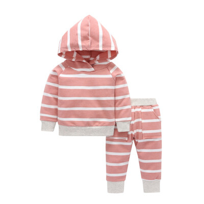 

Autumn Baby Clothes Set Striped Long Sleeve Hoodies And Trousers Kit Kid Two-piece Outfit Set