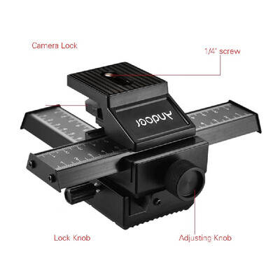 

Andoer 4 Way Macro-focusing Close-up Shooting Photography Tripod Head Rail Slider for Nikon Canon Sony Pentax Olympus Panasonic DS