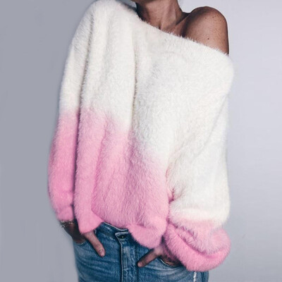 

Women Loose Fit Gradient Sweater Tops Long Sleeve Pullover Autumn Winter Jumper