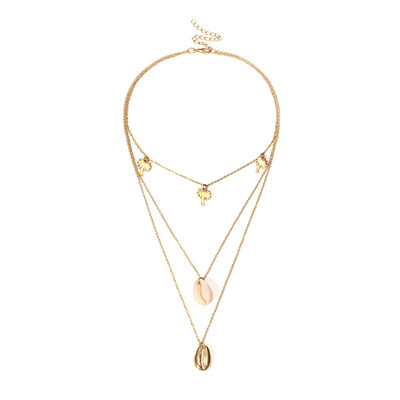 

Fashion Women Multi-layer Palm Tree Shell Pendant Chain Necklace Jewelry Gift