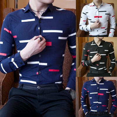 

Fashion Mens Luxury Casual Stylish Slim Fit Long Sleeve Casual Dress Shirts Tops