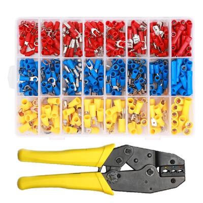 

401pcs Electrical Wire Terminal&Crimping Plier Kit Including 1pcs Cold Compression Plier 400pcs Connectors Terminals