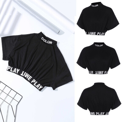

Nomeni Womens Simple Style Letter Stitching O-Neck Leisure Short Sleeve Summer