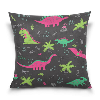 

ALAZA Throw Pillow Cover 16 X 16 inch Christmas Gift Cushion Cover with Colorful Dinosaurs Printed Pillowcase