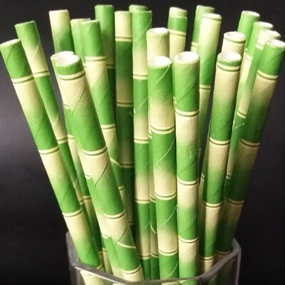 

Gobestart 25 pcs Bamboo Pattern Paper Decoration Wedding Party Supplies Creative Straw