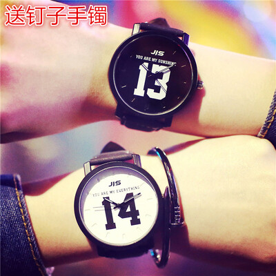 

Mens watches womens watches lovers watches a pair of middle school students Korean fashion girls girlfriends black&white 131