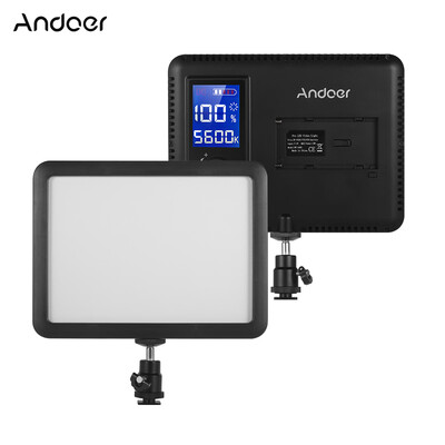 

Andoer WY-160C LED Video Light Panel Photography Fill-in Lamp 3300K-5600K Adjustable Color Temperature Dimmable with LCD Display f