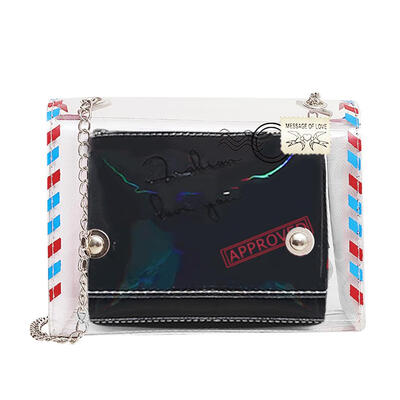 

Transparent Shoulder Handbags Women Solid Laser Clutch Chain Crossbody Bags