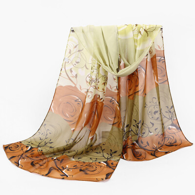 

Explosion models chiffon scarves rose silk scarf printing Hangzhou silk scarf factory spring scarf W001