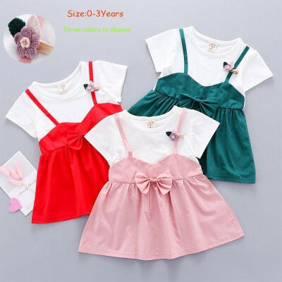 

New Hot Infant Baby Girl Summer Cotton One Piece Short Sleeve Skirt Dress Sundress Clothes