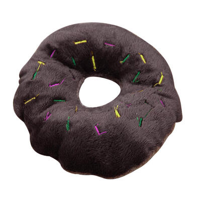 

Cute Donut Pet Dogs Cats Chew Bite Squeaker Quack Sound Plush Play Toy