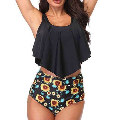 

Roseonmyhand Women Two Pieces Bathing Suits Top Ruffled With High Waisted Bottom Bikini Set