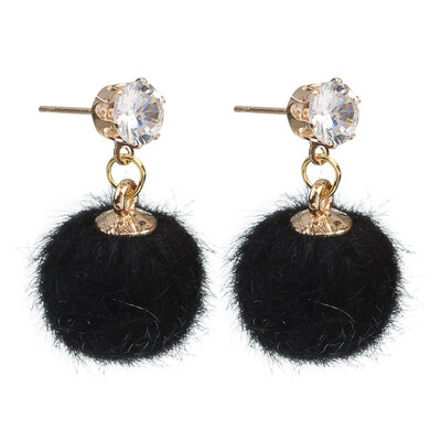 

Promotion Temperament Short Drop Earrings for Women Personalized Wild Simple Hair Ball Female Models Earrings
